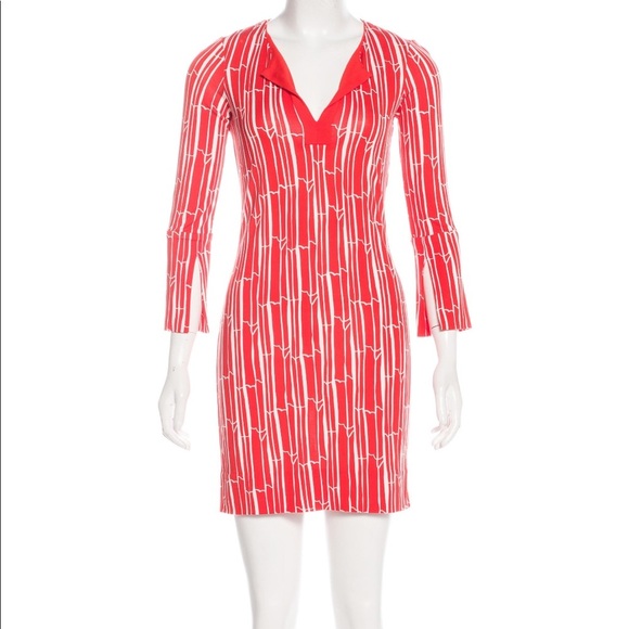 DVF Diane Von Furstenberg Reina Bamboo Pattern Dress (17) - Picture 2 of 4